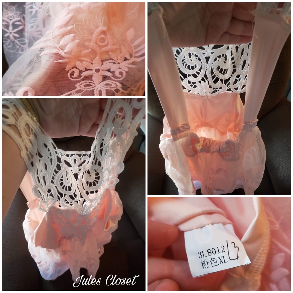 Pastel pink lace tank top